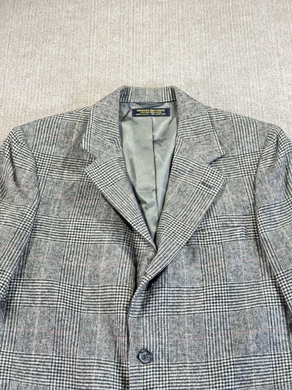Vintage Brooks Brothers Men’s 42 Blazer Sport Coat Houndstooth Plaid Camel Hair